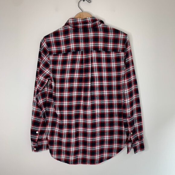 Aritzia Wilfred Free Charlotte Button Down Shirt Plaid Flannel Side Slit XS - Picture 6 of 14